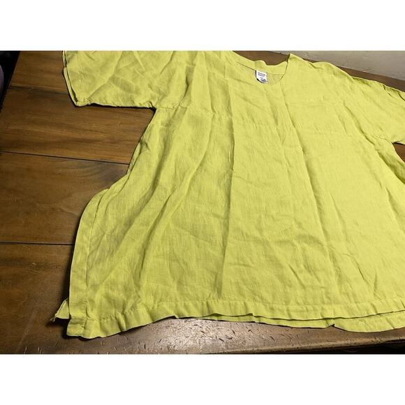 Match Point Womens Tunic Large Yellow Linen Oversized Lagenlook - Picture 4 of 8